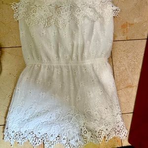 NWT: Strapless white Romper